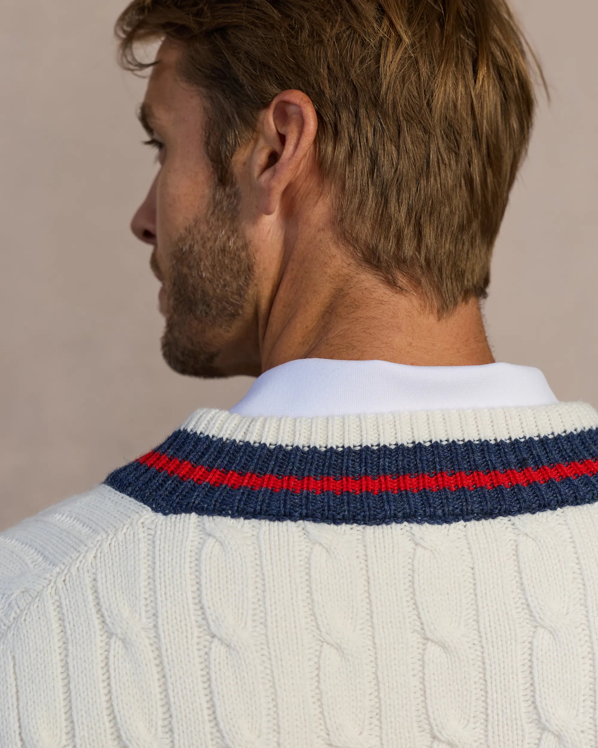 Americana Cable Knit Sweater- Bianco