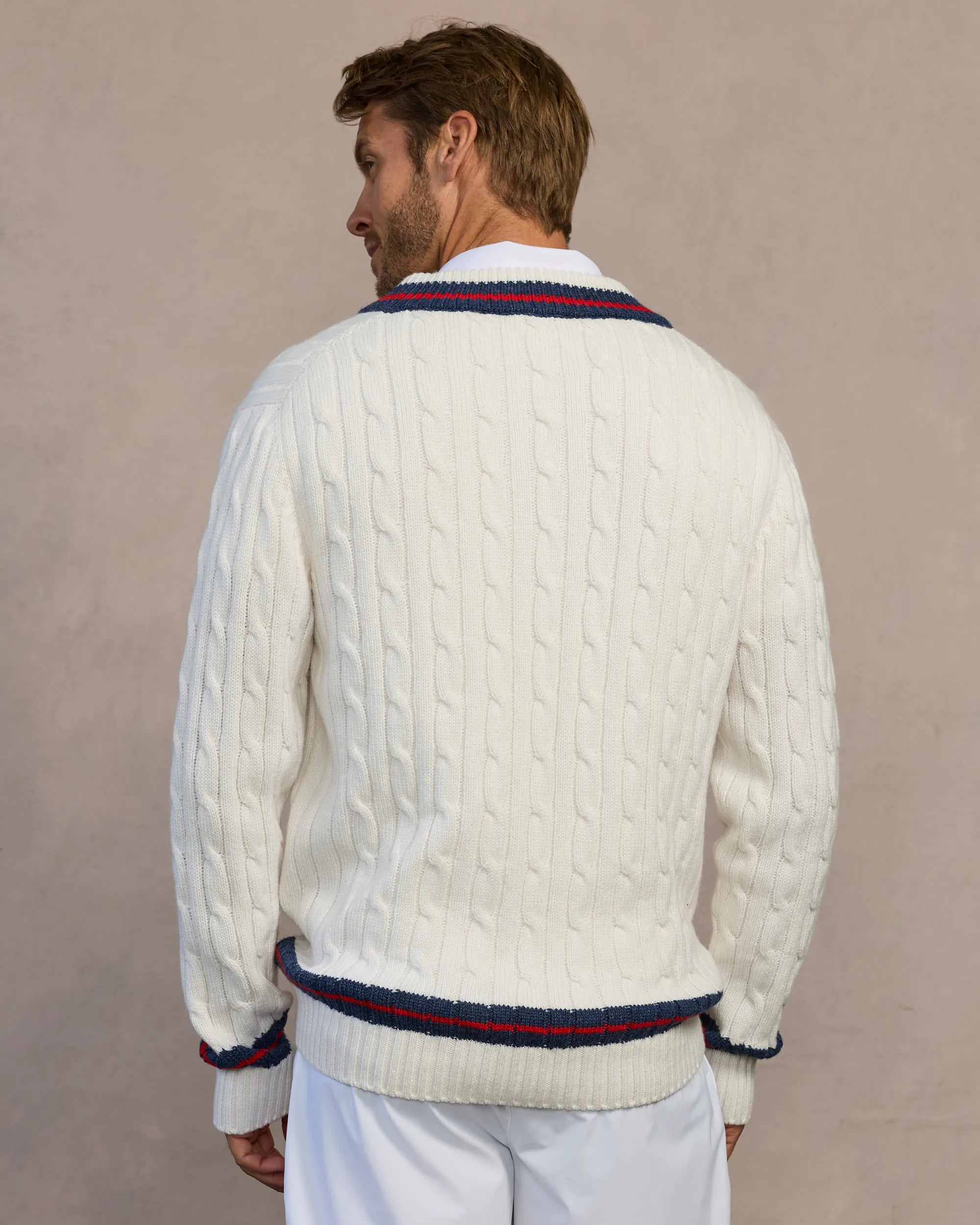 Americana Cable Knit Sweater- Bianco