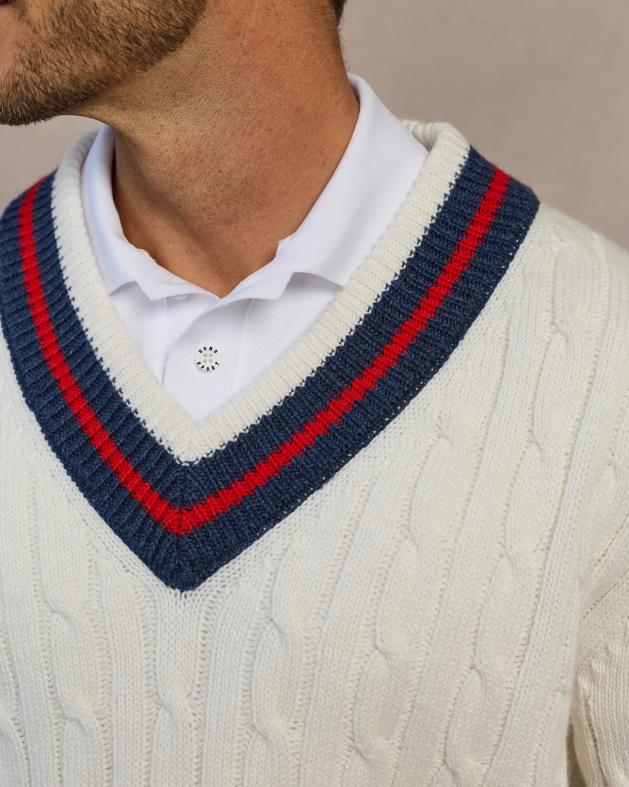Americana Cable Knit Sweater- Bianco